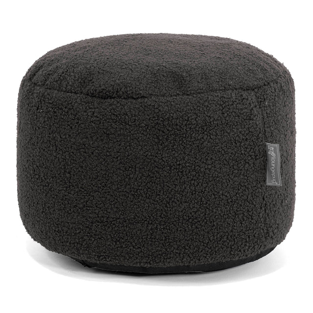 Liten Rund Fotpall - Boucle Grafitgrå 01