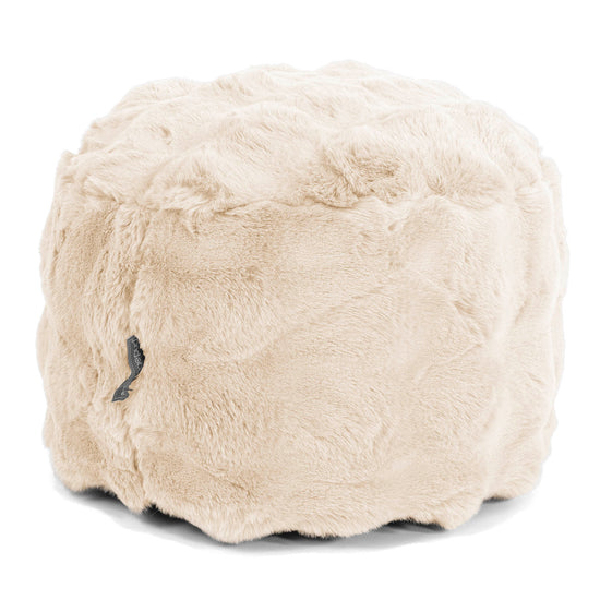 Liten Rund Fotpall - Fuskpäls Bubble Gräddvit 01
