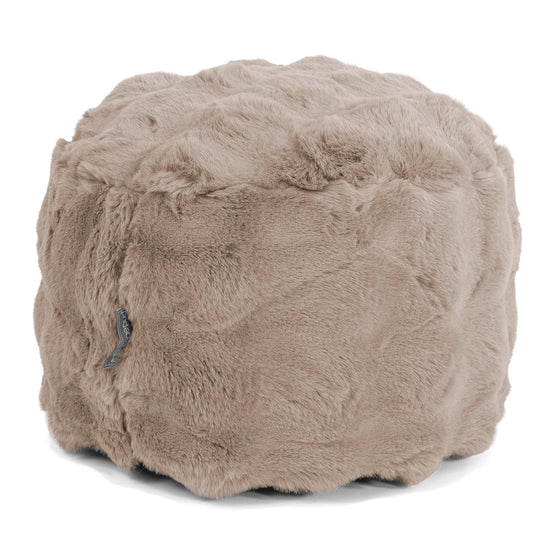 Liten Rund Fotpall - Fuskpäls Bubble Minkbrun 01