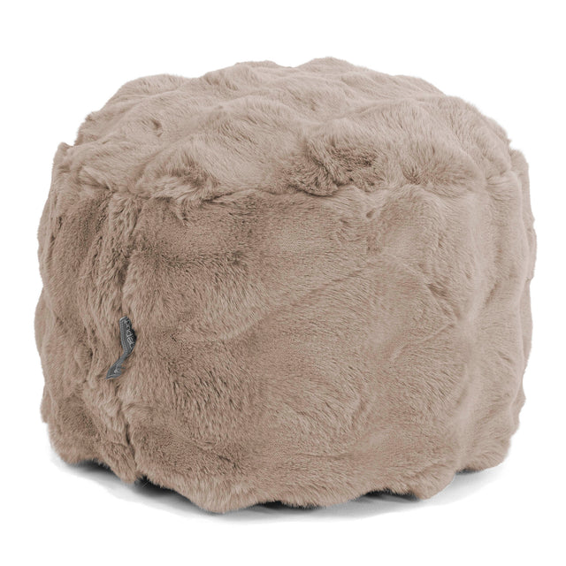 Liten Rund Fotpall - Fuskpäls Bubble Minkbrun 01