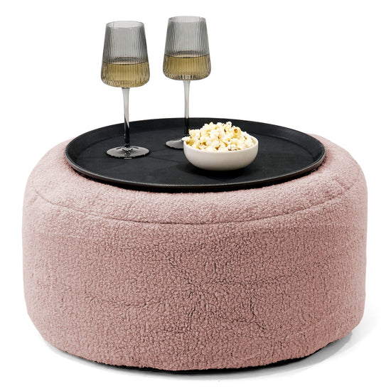 Ottomanpuff med Bricka - Boucle Rosa - 01
