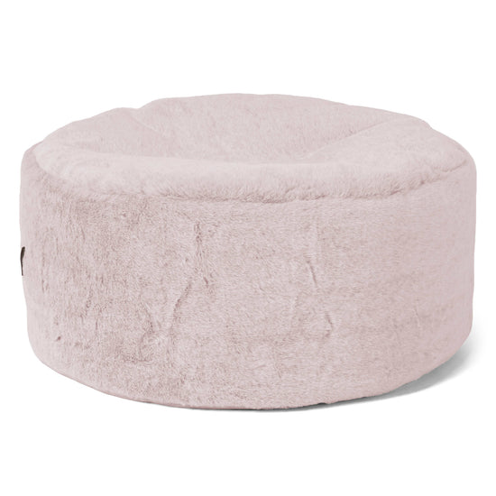 Ottomanpuff med Bricka - Fuskkaninpäls Gammelrosa - 02