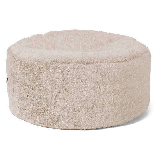 Ottomanpuff med Bricka - Fuskkaninpäls Gyllenbrun - 02