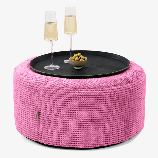 Ottomanpuff med Bricka - Pom-pom Rosa - 01