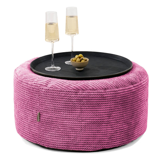 Ottomanpuff med Bricka - Pom-pom Rosa - 01
