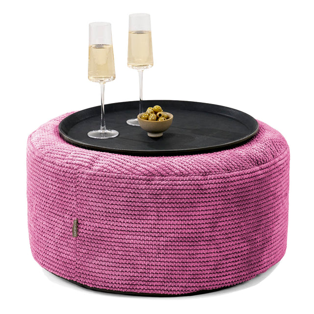 Ottomanpuff med Bricka - Pom-pom Rosa - 01