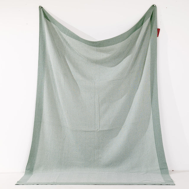 Pläd / Filt - Stickad Fiskbens Ankäggsblå 01