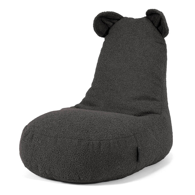 Saccosäck Barn med Djurmotiv Björn 2-6 år - Boucle Grafitgrå 01