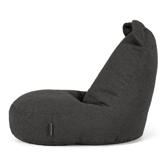 Saccosäck Barn med Djurmotiv Björn 2-6 år - Boucle Grafitgrå 02