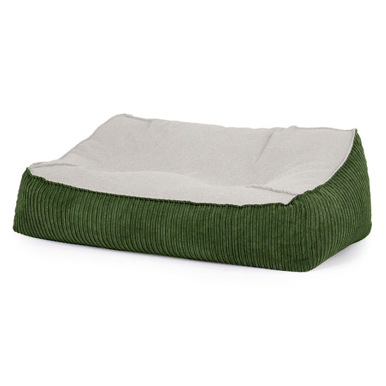 Saccosäcksoffan Sloucher - Boucle & Manchestertyg Skogsgrön 01