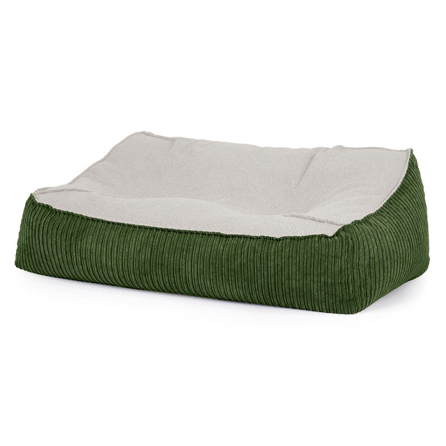 Saccosäcksoffan Sloucher - Boucle & Manchestertyg Skogsgrön 01