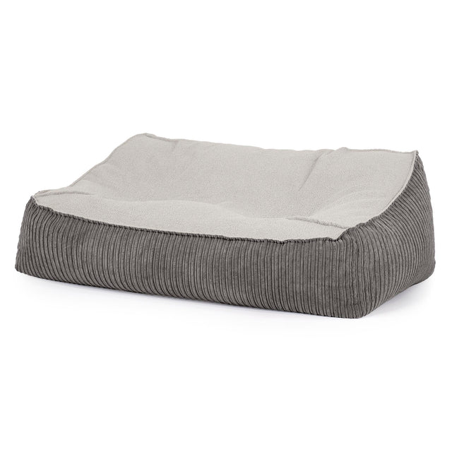Saccosäcksoffan Sloucher - Boucle & Manchestertyg Grafitgrå 01