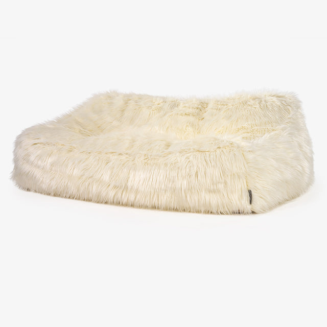 Saccosäcksoffan Sloucher - Mongoliskt Fuskpäls Gräddvit 01