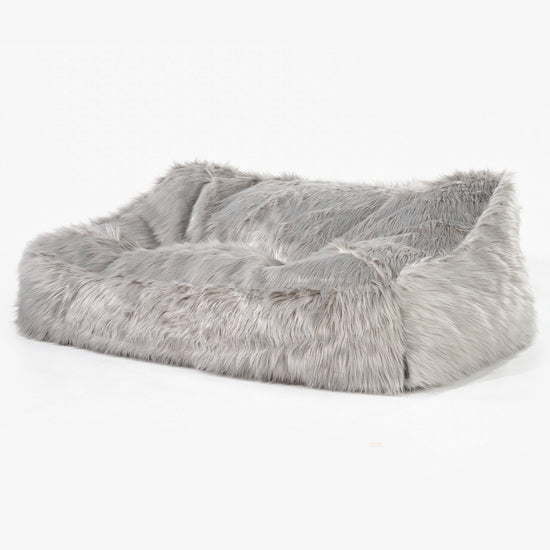 Saccosäcksoffan Sloucher - Mongoliskt Fuskpäls Grey 01