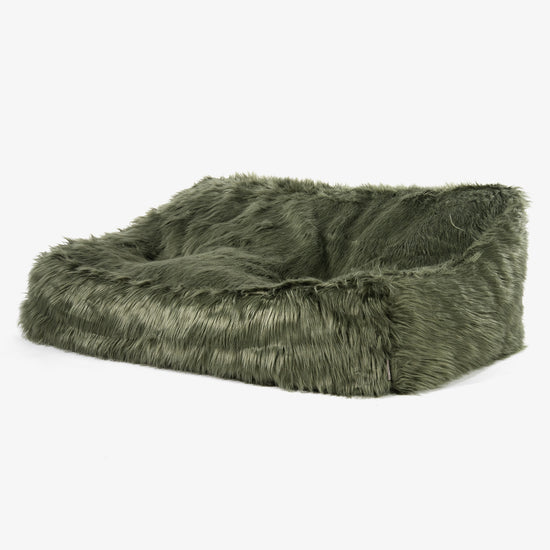 Saccosäcksoffan Sloucher - Mongoliskt Fuskpäls Sage Green 01