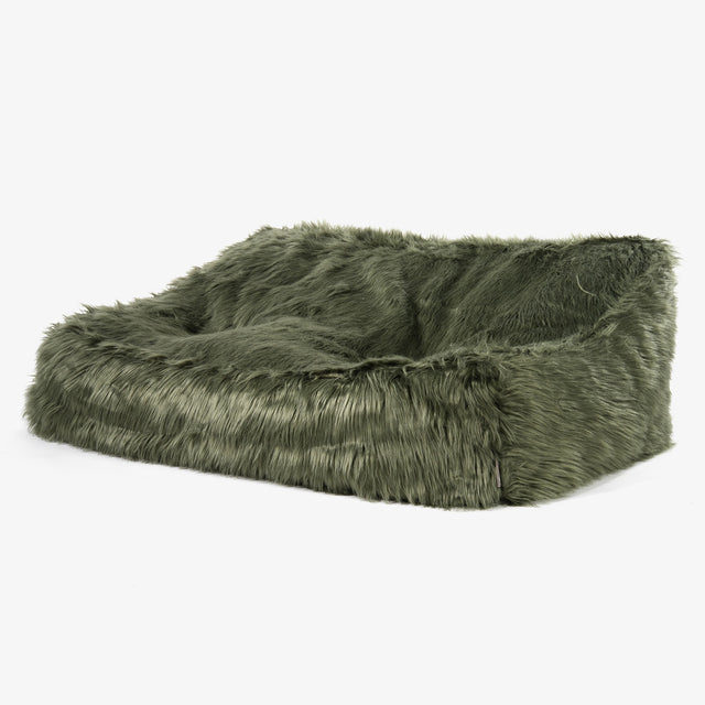 Saccosäcksoffan Sloucher - Mongoliskt Fuskpäls Sage Green 01