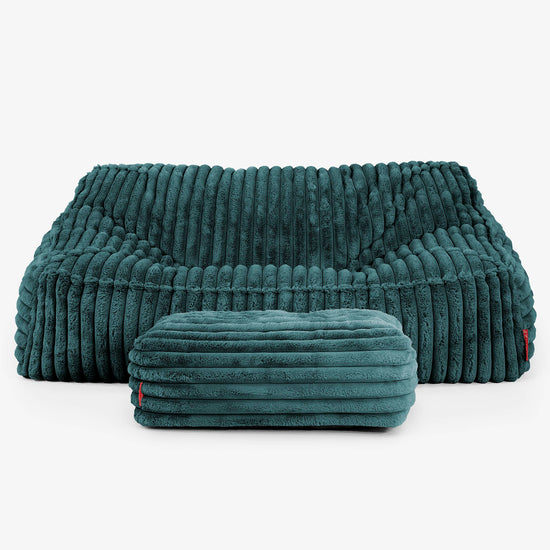 Saccosäcksoffan Sloucher - Ultraplyschmanchestertyg Teal 03