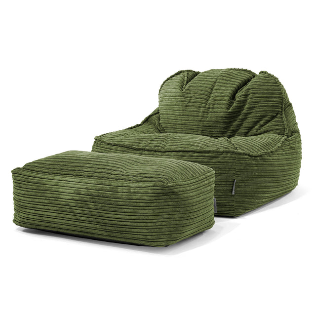 Saccosäckstolen Sloucher 2.0 - Klassisk Manchestertyg Skogsgrön 02