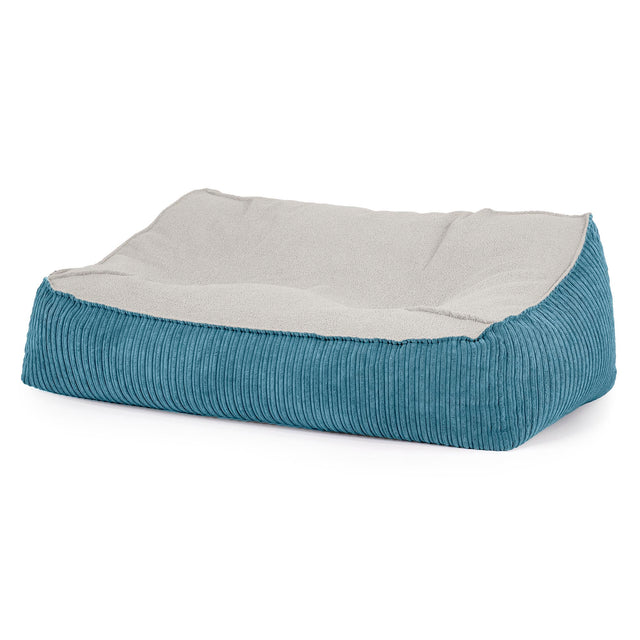 Saccosäcksoffan Sloucher - Boucle & Manchestertyg Turkos 01