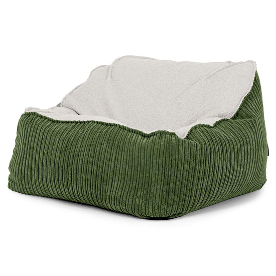 Saccosäckstolen Sloucher - Boucle & Manchestertyg Skogsgrön 01