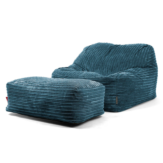 Saccosäckstolen Sloucher - Klassisk Manchestertyg Marinblå 02