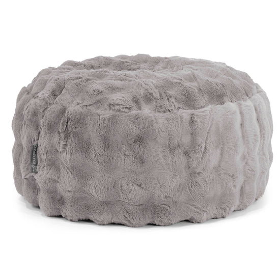 Sittpuff Rund - Fuskpäls Bubble Grå 01