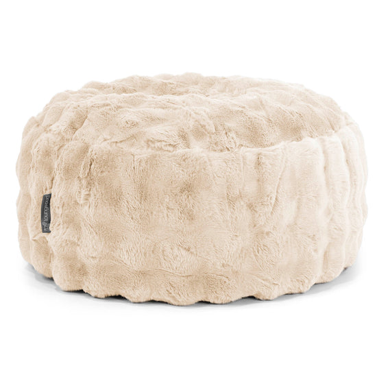 Sittpuff Rund - Fuskpäls Bubble Gräddvit 01