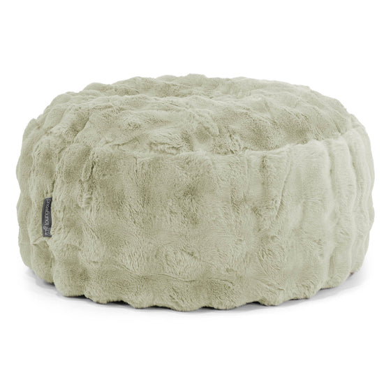 Sittpuff Rund - Fuskpäls Bubble Salviagrön 01