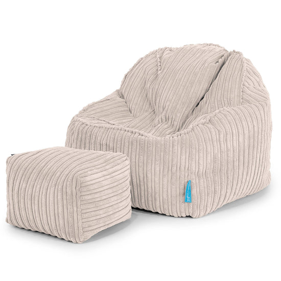 Sloucher Saccosäck för Barn 2-6 år - Klassisk Manchestertyg Elfenbensvit 03