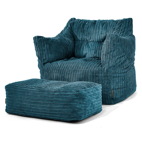Victor Saccosäckstol - Klassisk Manchestertyg Teal 02