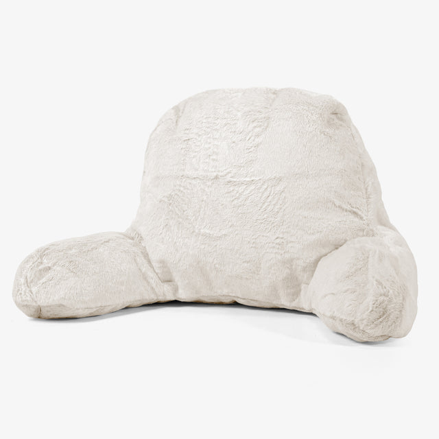 Läskudde med Högt Ryggstöd - Fuskkaninpäls Vit 01