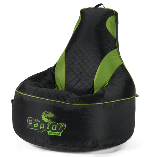 Quiltad Gaming Sittsäck - Svart / Grön 01