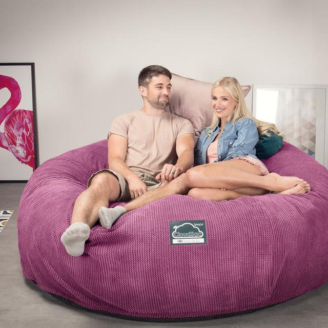 LOUNGE PUG, Dubbel Saccosäcksoffa XXL C3000-L, CloudSac Memoryskum, Pom-pom Rosa