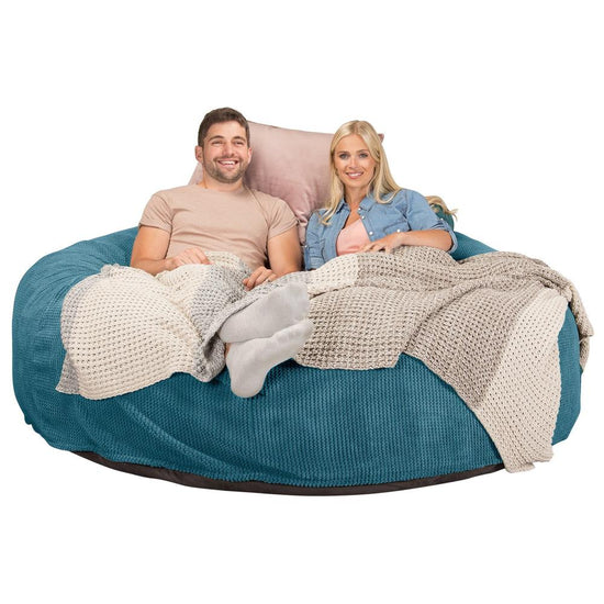 LOUNGE PUG, Dubbel Saccosäcksoffa XXL C3000-L, CloudSac Memoryskum, Våfflad Manchestertyg Turkos