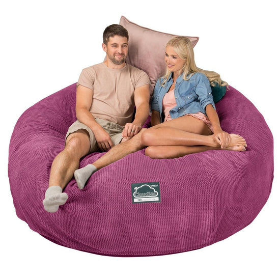 LOUNGE PUG, Dubbel Saccosäcksoffa XXL C3000-L, CloudSac Memoryskum, Våfflad Manchestertyg Rosa