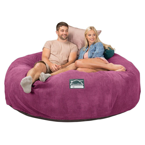 LOUNGE PUG, Dubbel Saccosäcksoffa XXL C3000-L, CloudSac Memoryskum, Våfflad Manchestertyg Rosa