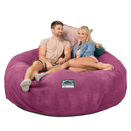 LOUNGE PUG, Dubbel Saccosäcksoffa XXL C3000-L, CloudSac Memoryskum, Våfflad Manchestertyg Rosa