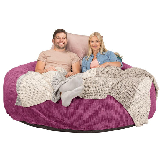 LOUNGE PUG, Dubbel Saccosäcksoffa XXL C3000-L, CloudSac Memoryskum, Våfflad Manchestertyg Rosa