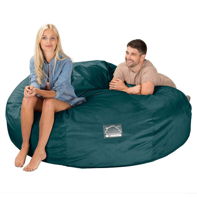 LOUNGE PUG, Dubbel Saccosäcksoffa XXL C3000-L, CloudSac Memoryskum, Sammet Teal