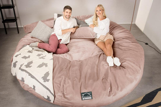 LOUNGE PUG, Titanic Saccosäcksoffa XXXXXL C5000-L, CloudSac Memoryskum, Sammet Rosa