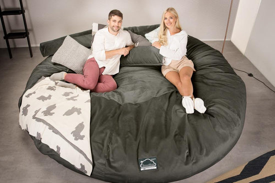 LOUNGE PUG, Titanic Saccosäcksoffa XXXXXL C5000-L, CloudSac Memoryskum, Sammet Grafitgrå