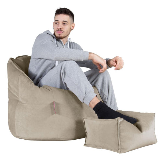 LOUNGE PUG®, Sittsäck Fåtölj 'Kram', Stol, Saccosäck, Sammet Minkbrun