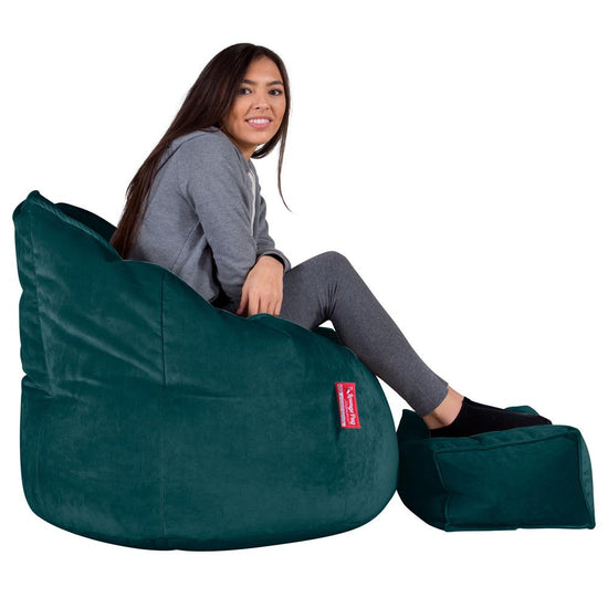 LOUNGE PUG®, Sittsäck Fåtölj 'Kram', Stol, Saccosäck, Sammet Teal