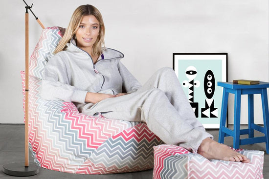 LOUNGE PUG®, Game Fåtölj Sittsäck, Sittsäck, Stol, Geometriskt tryck Chevron Rosa