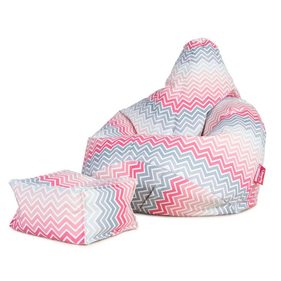 LOUNGE PUG®, Fotpall Sittpuff, Puff, Geometriskt tryck Chevron Rosa