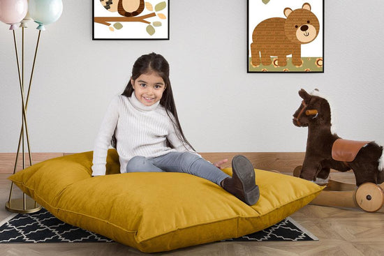 LOUNGE PUG®, Sittsäck Junior XL, Saccosäck Barn, Sammet Guld