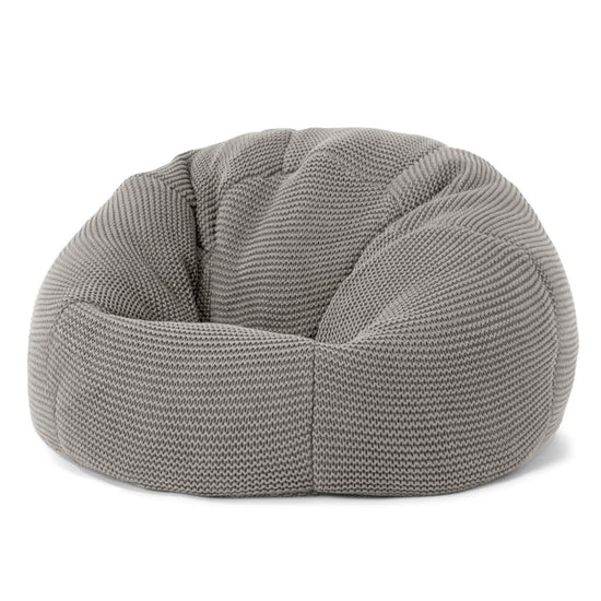 LOUNGE PUG - ELLOS Stickad - Barnfåtölj Sittsäck - Klassisk Sittsäck Stol Barn - Grå