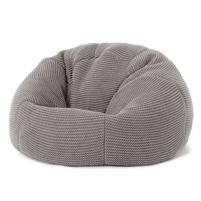 LOUNGE PUG - ELLOS Stickad - Barnfåtölj Sittsäck - Klassisk Sittsäck Stol Barn - Grå
