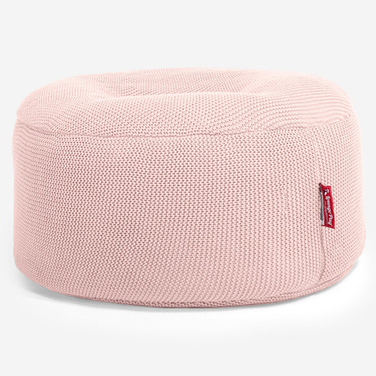 LOUNGE PUG®, Sittpuff, Puff Rund, Sittsäck, Ellos Stickad Baby rosa