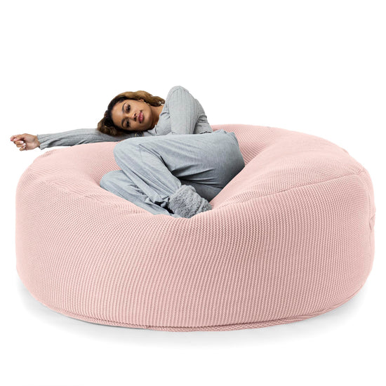 LOUNGE PUG®, Jätte Saccosäck XXL 'Mega Mammut', Stor Sittsäck, Ellos Stickad Baby rosa